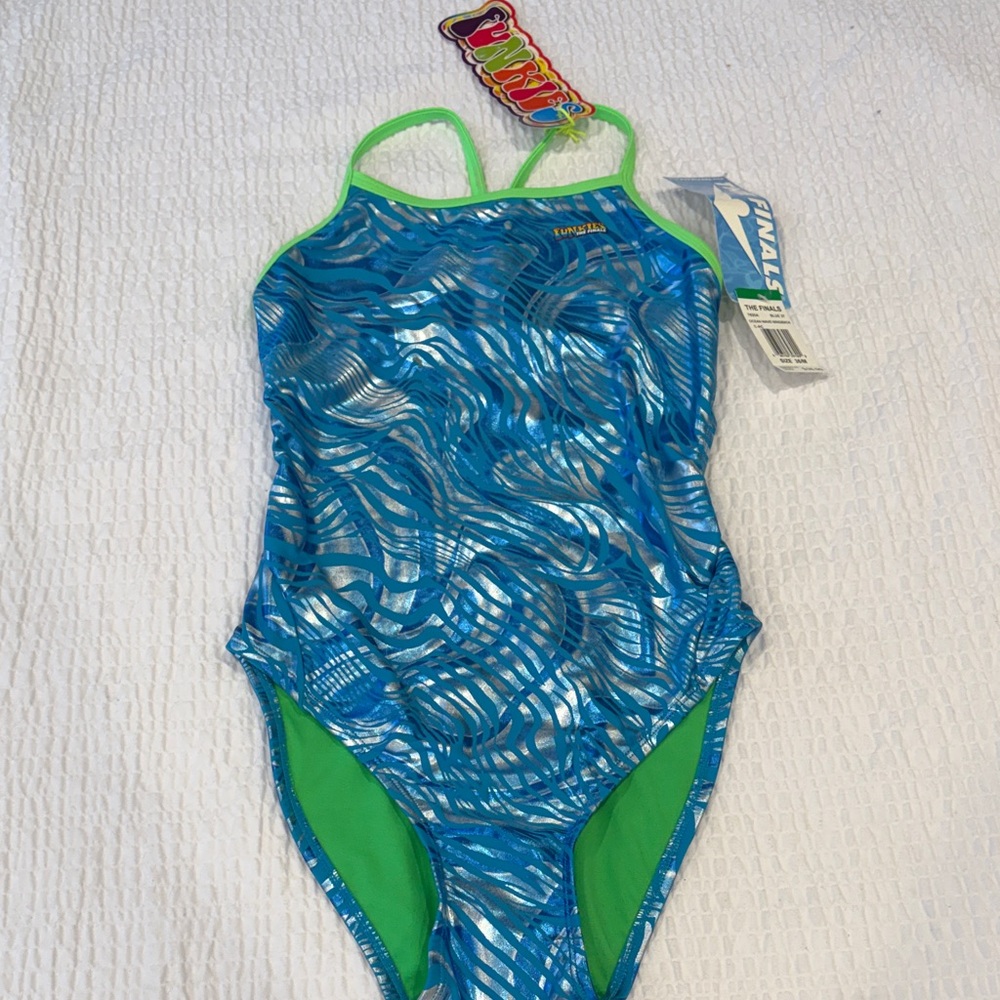 Funkies Ocean Wave Wingback Swimsuit(Adult) - Blue and Green